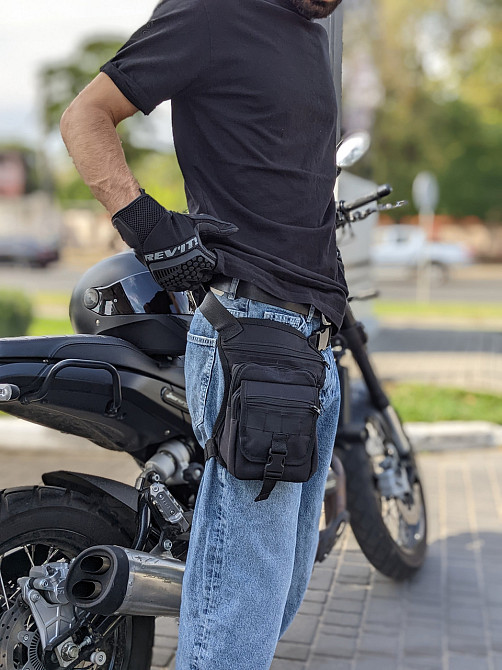 Сумка на стегно, стегнова сума чорна мотосумка байксумка Одеса - фото 9