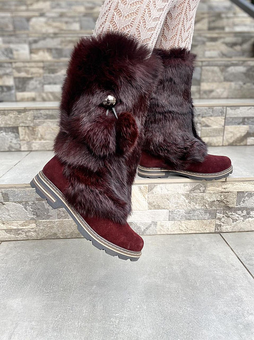 TopS Унти жіночі TopS бордові натуральна замша хутро зима (АР-65) Коломыя - изображение 9