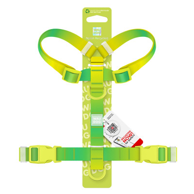 Шлей для собак WAUDOG Nylon Recycled анатомическая H-образная с QR-паспортом, пластиковый фастекс, L салатовая (47535) Винница - изображение 3