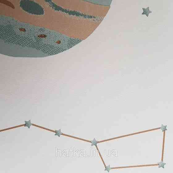 Детские флизелиновые обои Caselio Our Planet космос планеты звезды надписи на белом фоне Киев