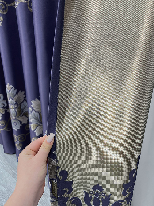 Комплект готових штор VR-Textil з вишивкою гладдю № 2053ш Синій 150х270 см 2шт (33-1057) Київ - фото 6