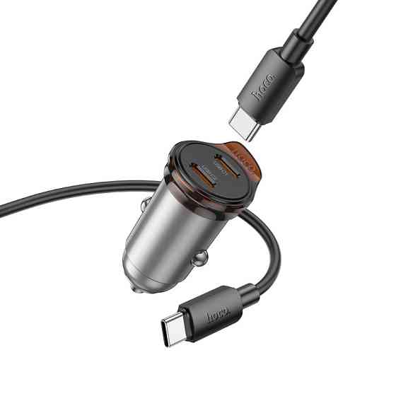 Автомобільний зарядний пристрій HOCO NZ16B Rigorous PD45W(2C) car charger set(C to C) metal grey Одеса