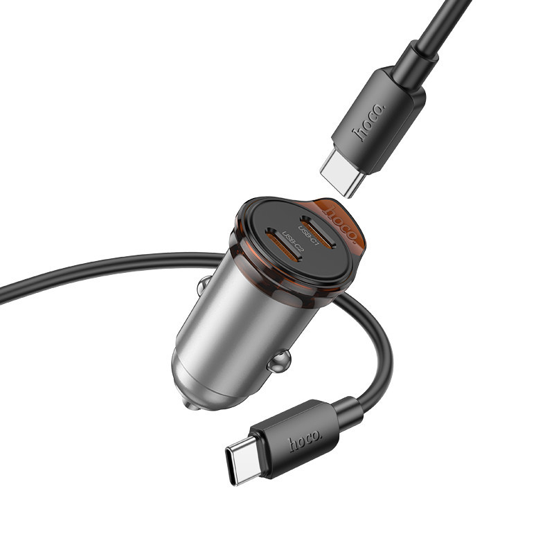 Автомобільний зарядний пристрій HOCO NZ16B Rigorous PD45W(2C) car charger set(C to C) metal grey Одеса - фото 5