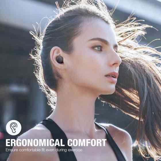Беспроводные наушники Poweradd S12 TWS Bluetooth 5.0 спортивные влагозащищенные IPX8 с сенсорным управлением черные Киев