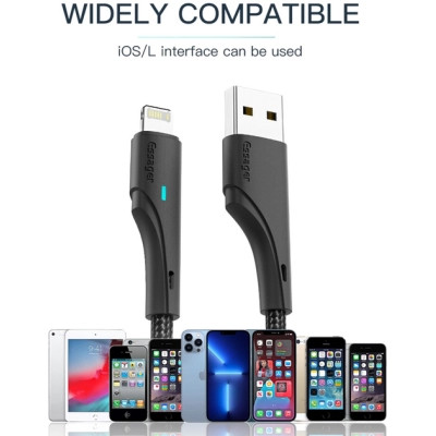 Дата кабель USB 2.0 AM to Lightning 0.25m 2.4A black Essager (EXCL-LSB01) Вінниця - фото 3