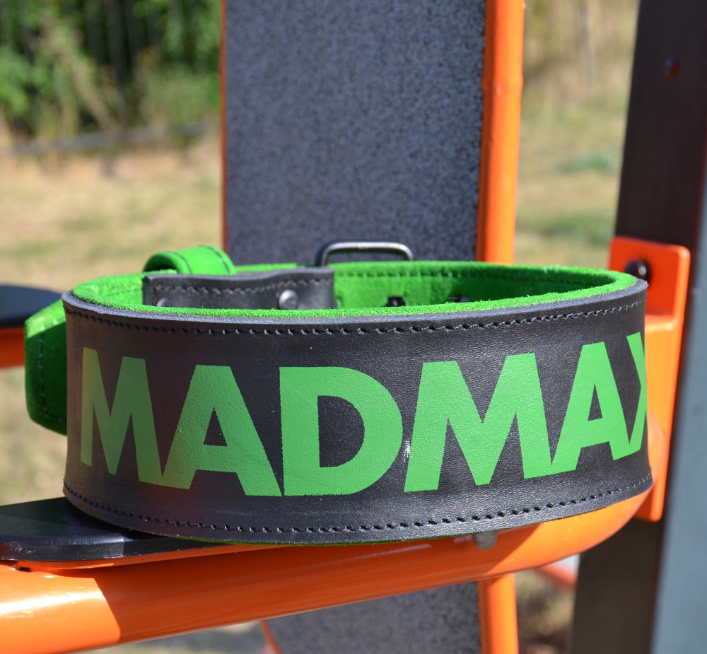 Пояс для важкої атлетики MadMax MFB-302 Quick Release Belt  шкіряний Black/Green L Київ - фото 2