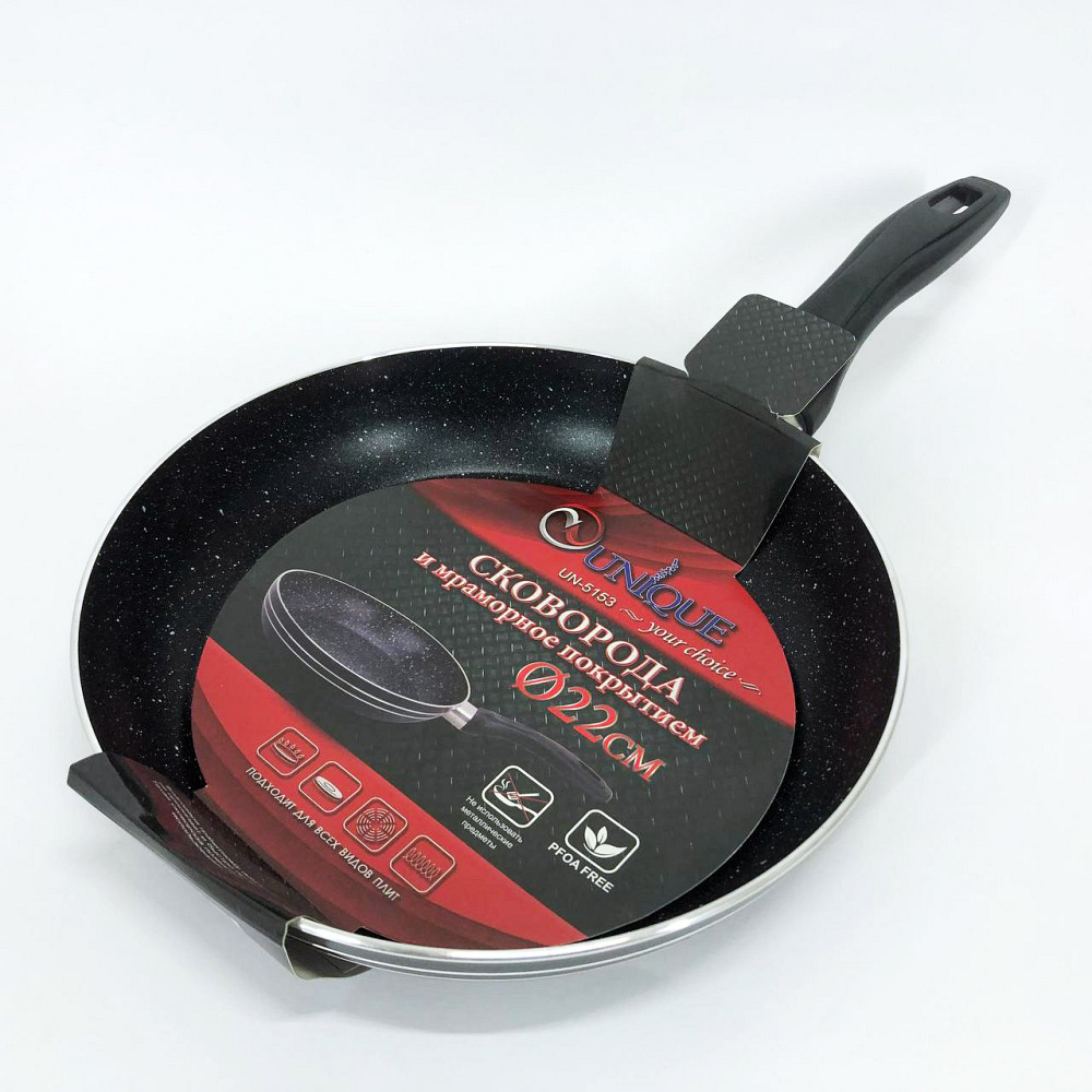 Легкая в использовании сковорода UNIQUE UN-5153 22 см, Антипригарная сковорода без масла BO-36 Львов - изображение 9