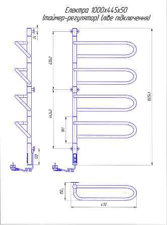 Електрична рушникосушарка Mario Електра -I 1000х445 TR поворотна (права) Київ