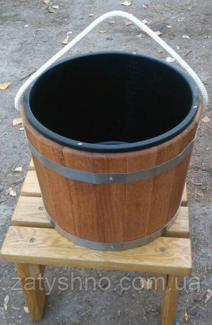 Ведро дубовое на 16 литров со вставкой для бани и сауны Киев - изображение 3