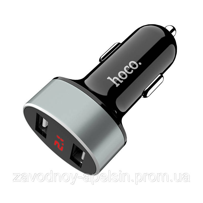 Зарядний в автомобіль 2 USB 2,1A LCD-екран (hoco) Одеса - фото 1