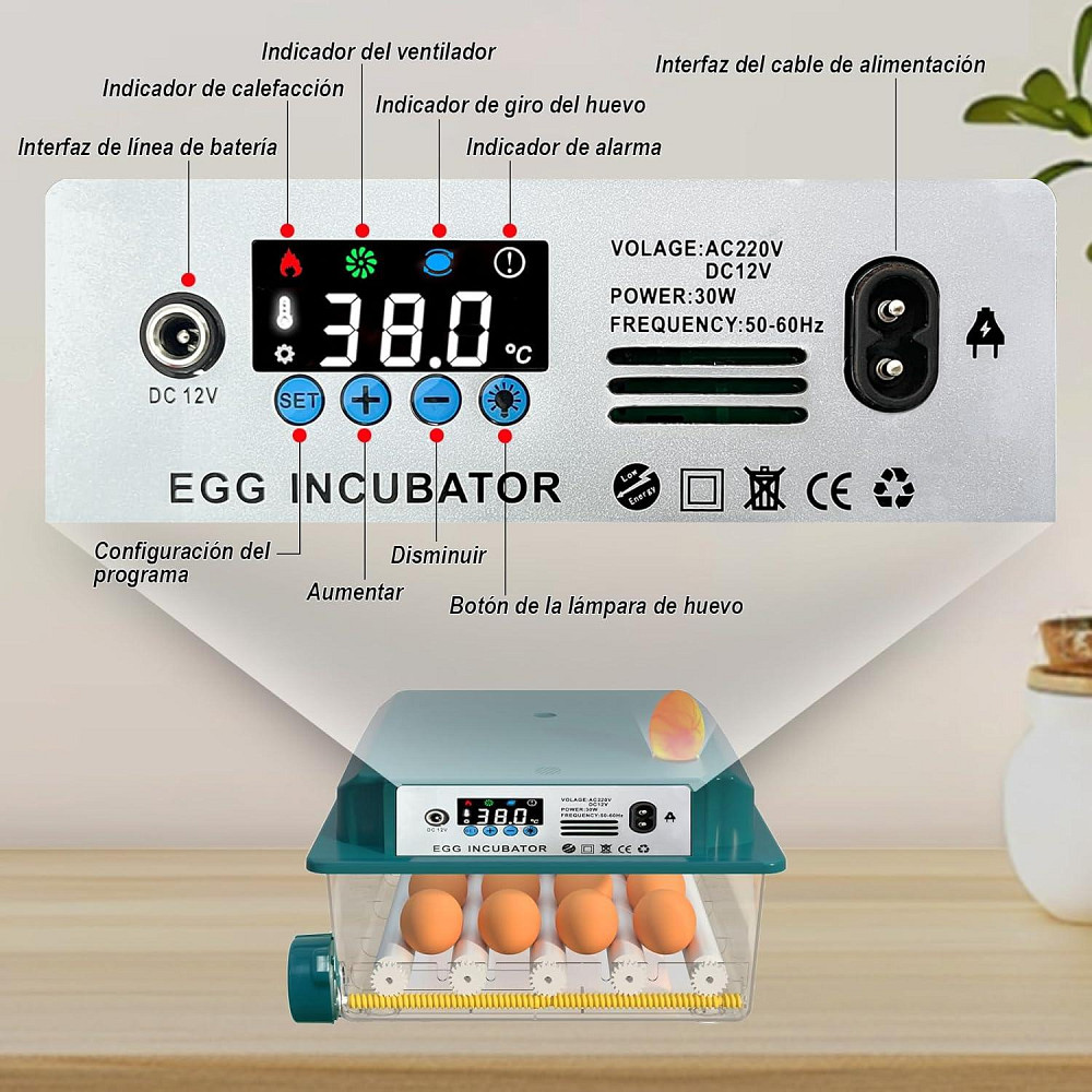 Інкубатор 12–16 яєць з автоматичним перевертанням яєць, зволоженням та лампою JL16 Луцк - изображение 2