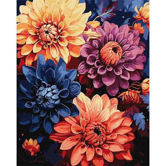 Картина за номерами "Барвисті жоржини" ©art_selena_ua KHO3248, 40х50см Вінниця