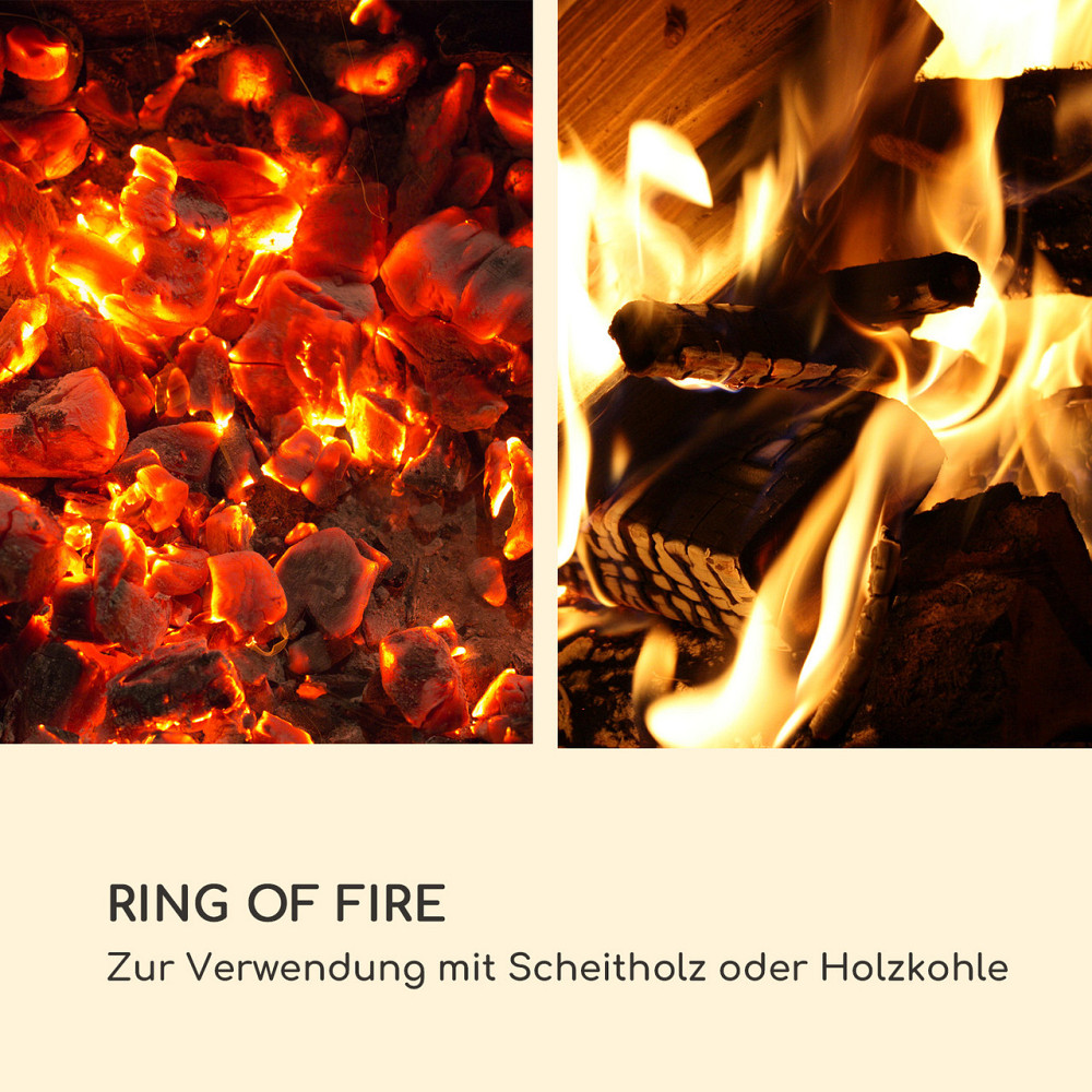 Чаша для костра Evora Ø45 см, деревянная решетка для гриля, искусственный камень, сталь, черный / имитация Ровно - изображение 7