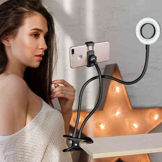 Набір блогера Настільна кільцева LED лампа 9 см LIVE STREAM з гнучким тримачем для смартфона Монопод для фото і відео Киев