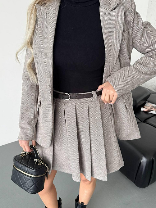 Женский стильный классический костюм двойка  кашемир + подкладка Шоколад, 44 Одесса - изображение 1