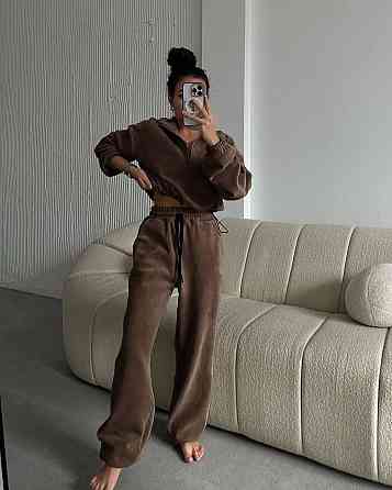Женский теплый повседневный костюм двойной двухсторонний флис Шоколад, 48/50 Одесса