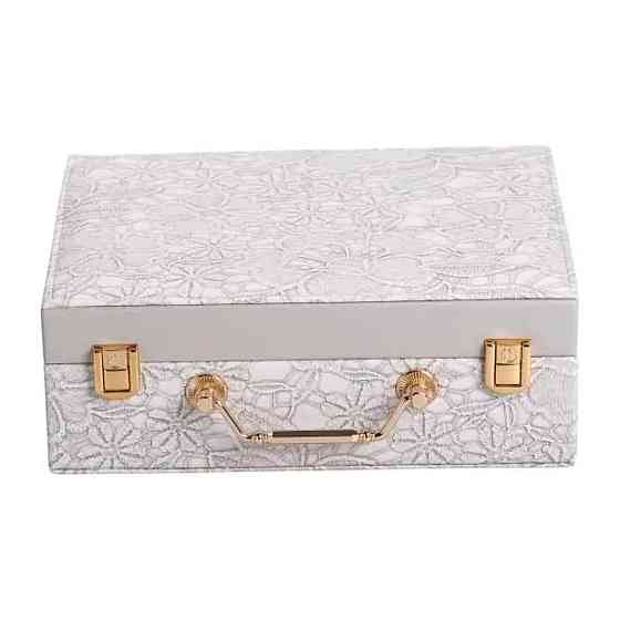 Yiwu Скринька для прикрас з еко шкіри 2 яруси із дзеркалом органайзер для ювелірних виробів HP- Коломыя