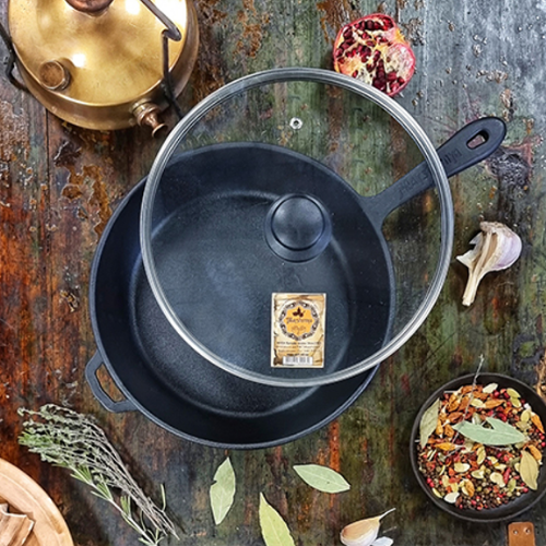 Сковорідка d24*6см скляна кришка чавунна лита Т202С3 Майстерня Житомир - изображение 5