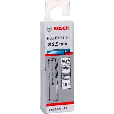 Свердло Bosch по металу HSS-PointTeQ, 2.5х30х57мм, 10шт (2.608.577.193) Вінниця