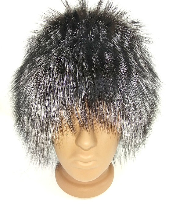 Меховая шапка женская кубанка с чернобурки Барбара Серый Харьков - изображение 1