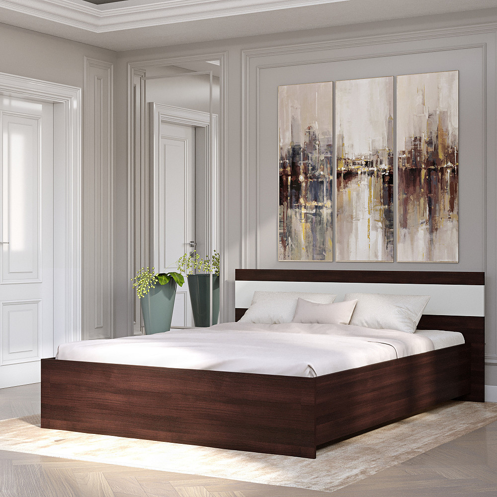 Ліжко двоспальне Еверест Соната-1600 160х200 см венге темний/білий (DTM-2094) Львів - фото 1