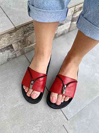 Flex Шльопанці жіночі Flex червоні (літо, шкіра натуральна) (1865) Коломыя