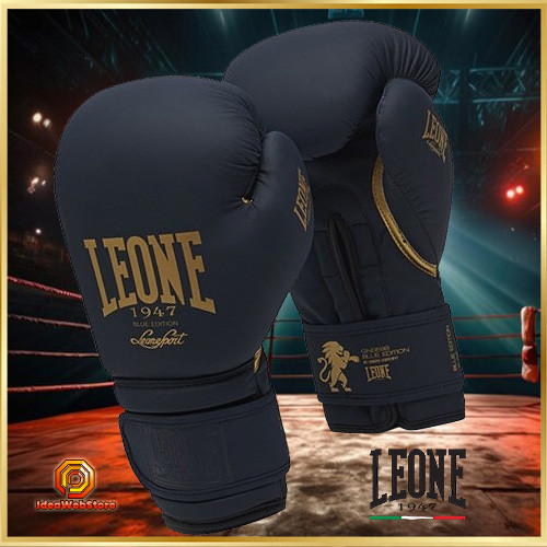 Рукавички боксерські для боксу та єдиноборств професійні оригінальні Leone Mono Blue 10 унцій Сині Київ - фото 1