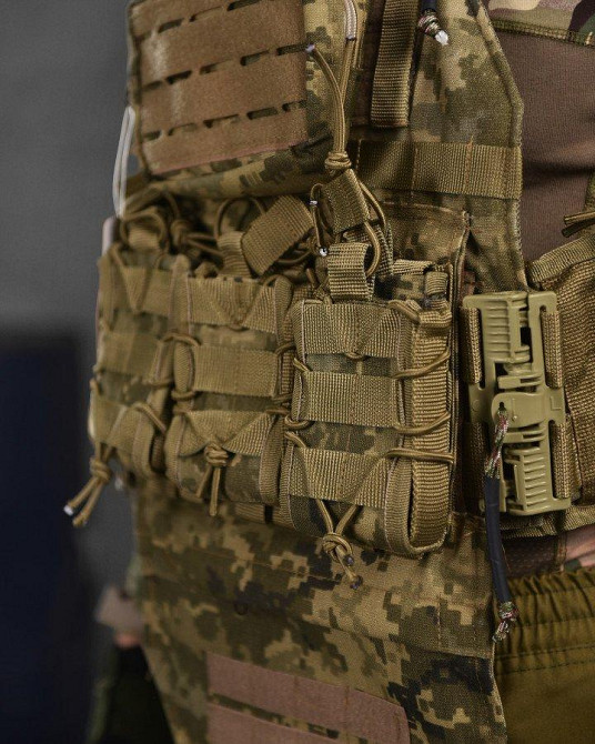 Плитоноска 4 точки скидання піксель Attack з напашником ВН1062 Одеса - фото 4