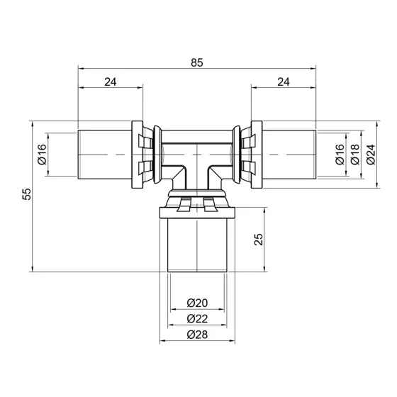 Трійник прес Icma 16х20х16 No406 Київ