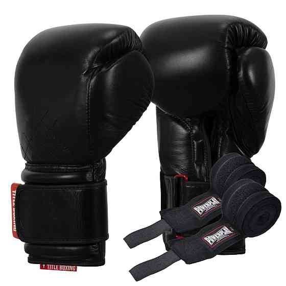 Боксерські рукавиці TITLE Boxing Ko-Vert Black 16 oz (бинти 4м. в комплекті) Кам'янське