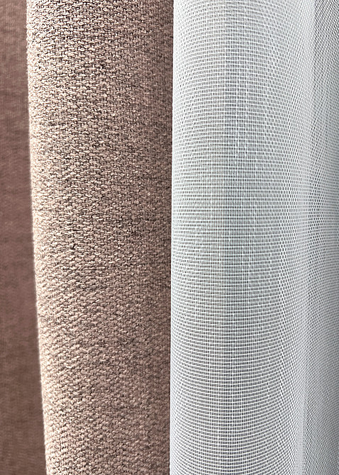 Комплект штор VR-Textil TWEED_V 100х270 2шт и Тюль 400х270 1916ш-1153т Пудровый с белым 71-147/2 Киев - изображение 5