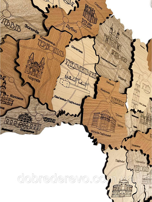 Дерев'яна карта України "Тополя" 100х70 Вижниця - фото 7