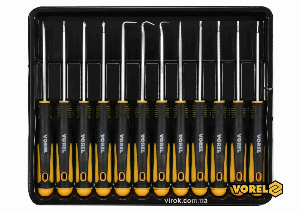 Набір викруток і гачків прецизійних VOREL : L= 165 мм, SL, PH, TORX, Cr-V, 12 шт [10/40] Одесса - изображение 1