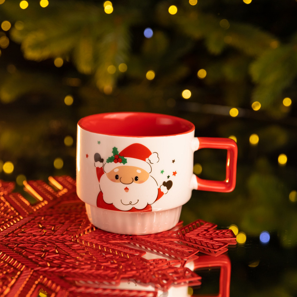 Санта в фарфоровій чаші 400 мл, біла з червоним Київ - фото 3