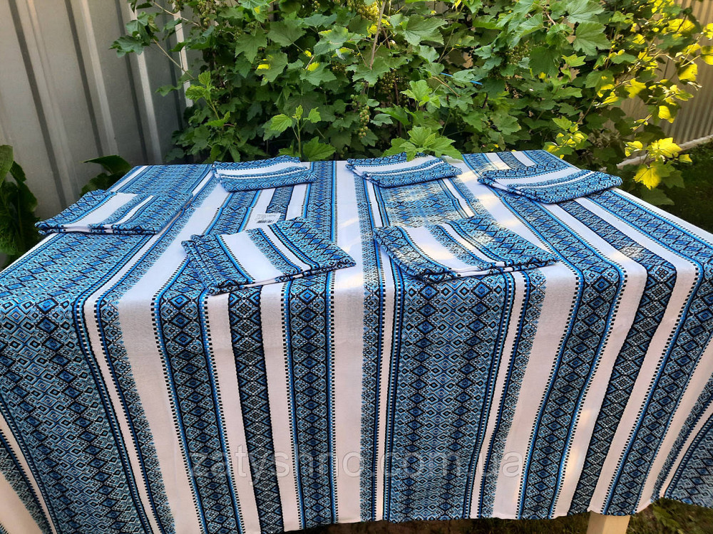 Скатертина вишита в синьому кольорі Київ - фото 8