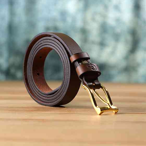 Модний вузький шкіряний ремінь для жінок GRANDE PELLE 22954 Світло-коричневий Київ