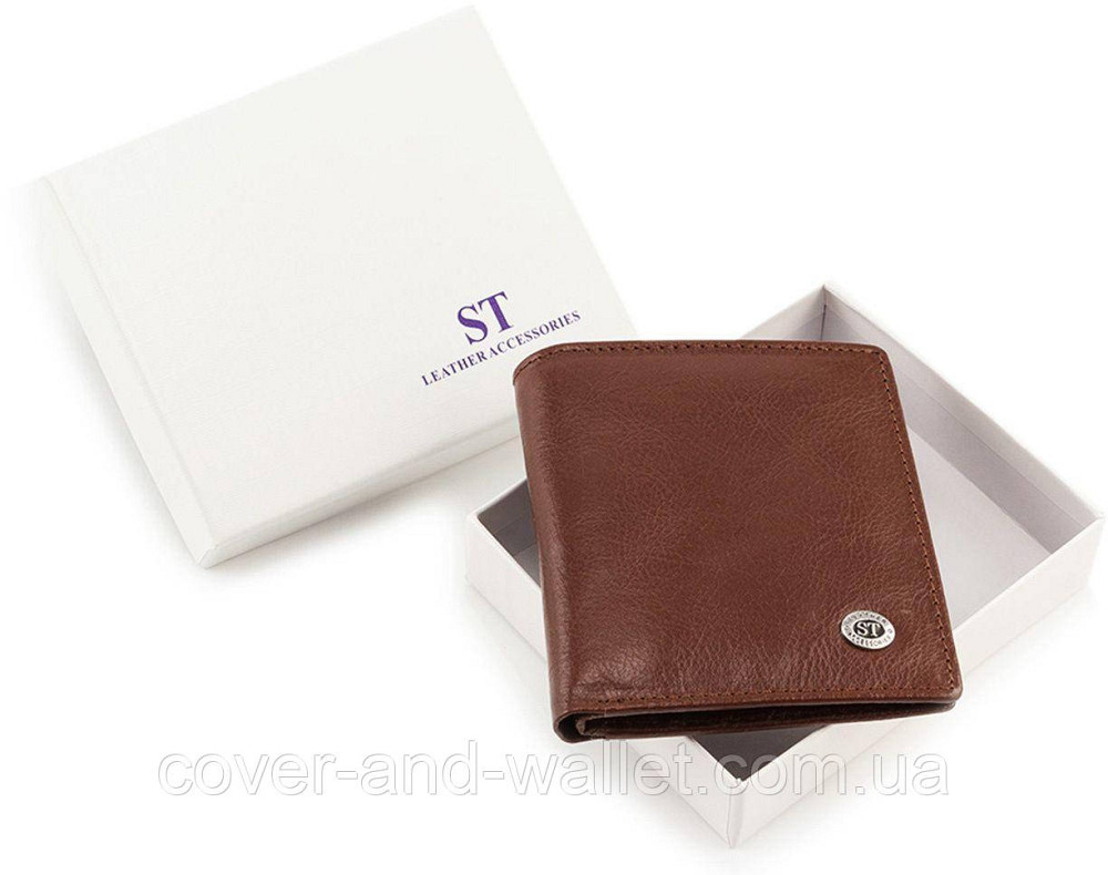 Маленький кожаный кошелек вертикального типа коричневого цвета ST Киев - изображение 5