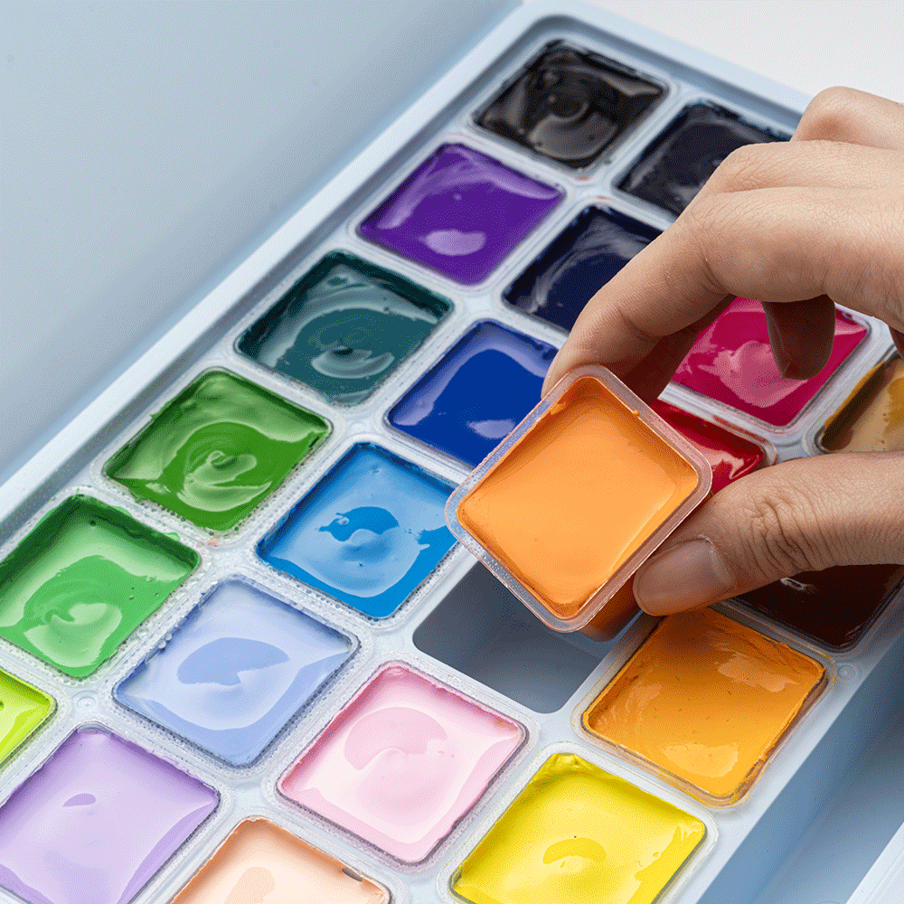 Набор гуашевых красок Jelly Cup 24×30мл голубой пластиковый пенал HIMI Киев - изображение 3