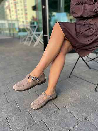 Vanessa Стильні замшеві лофери жіночі з ремінцем T-304-05 капучино весна-осінь р. 36-40 / Лофер Коломия