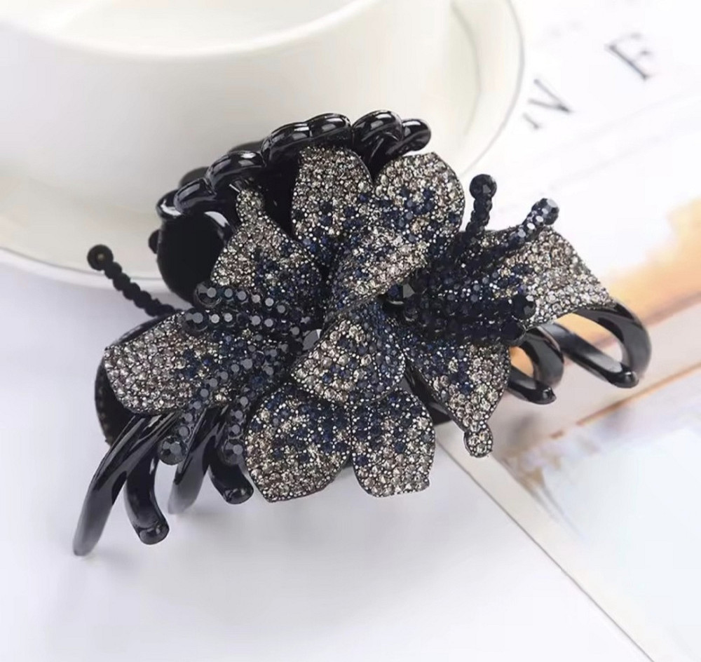 Шпилька-крабик для волосся "Квітки" Чорний Сміла - фото 6