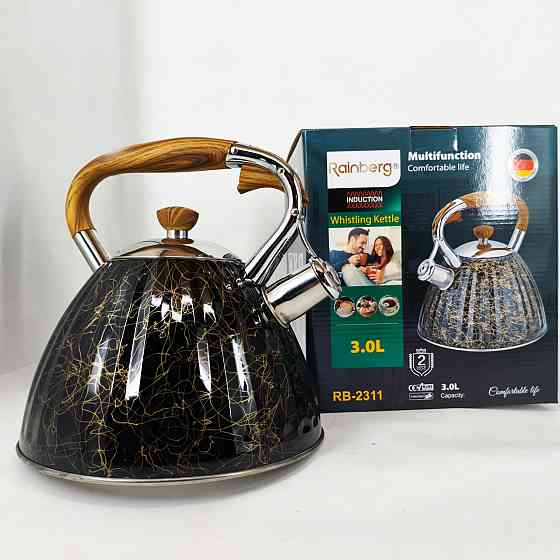 Якісний металевий чайник Rainberg RB-2311 3л, Чайник з одинарним дном Звичайний зі свистком FG-49 Івано-Франківськ