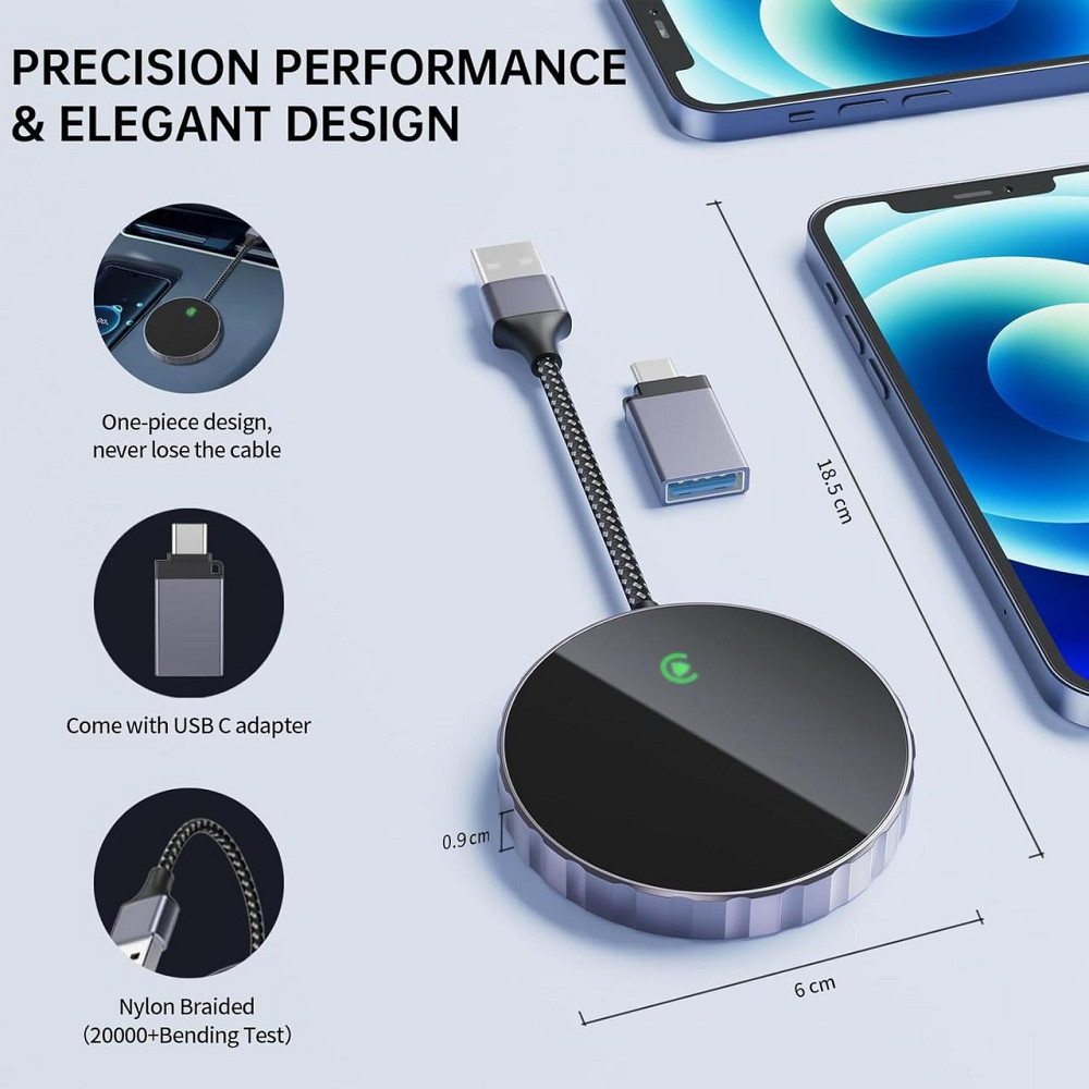 Бездротовий адаптер CarPlay Plug & Play, перетворення дротового Карплей для iPhone iOS 10+ для авто з 2015 року Київ - фото 7