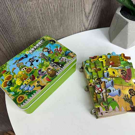 Дитячі пазли розвивальні Plants vs Zombies у металевій коробочці, пазли для дітей рослині проти Зомбі ( 23812 ) Харків