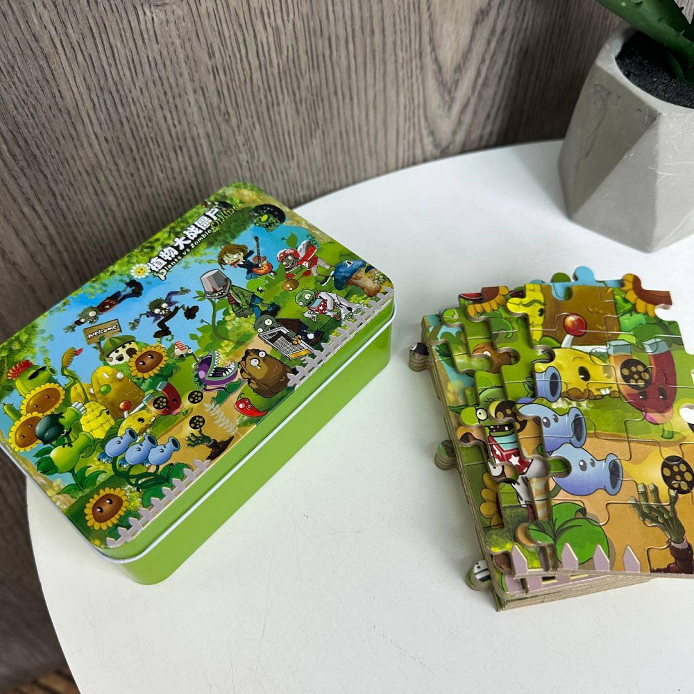 Дитячі пазли розвивальні Plants vs Zombies у металевій коробочці, пазли для дітей рослині проти Зомбі ( 23812 ) Харків - фото 3