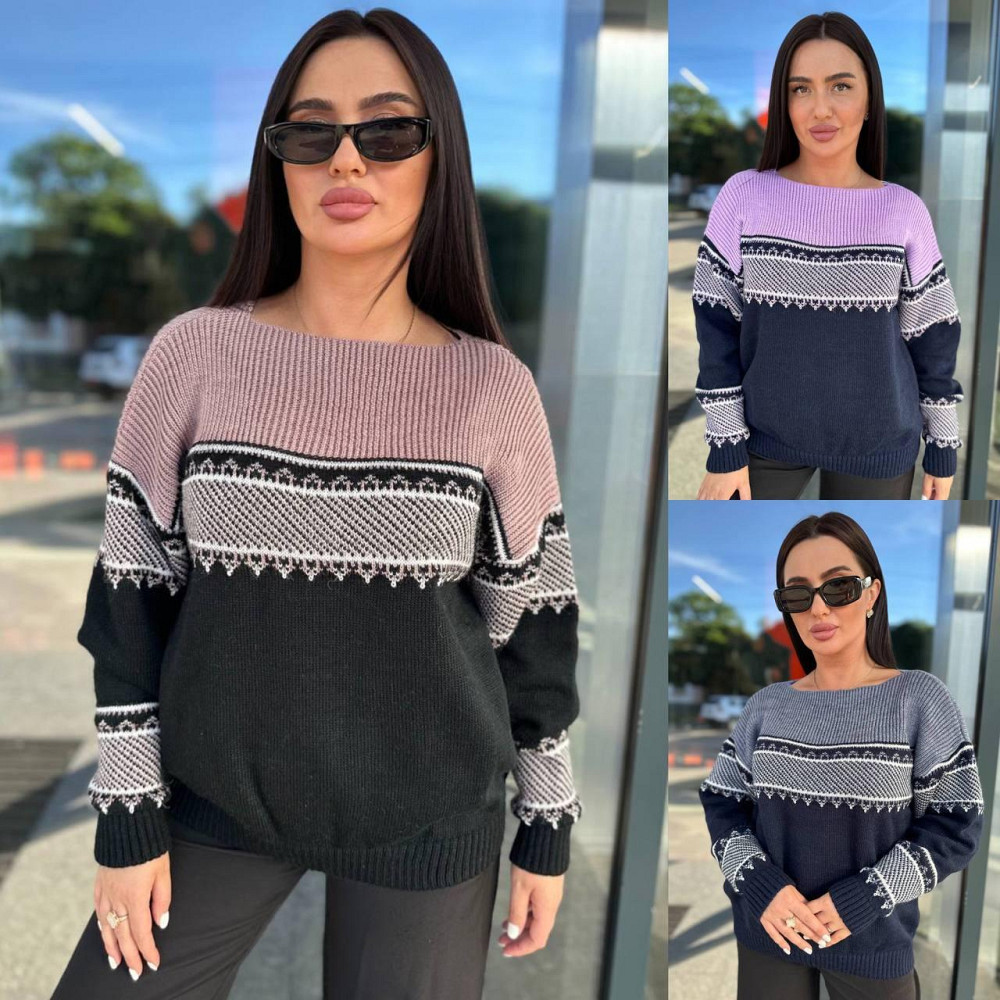 Жіночий модний светр триколірний 44-58р Київ - фото 2