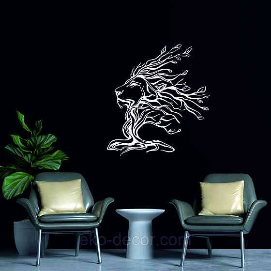 Декоративное настенное 3D Панно «Лев» Декор на стену с объемом 70*64 см, Белый Киев