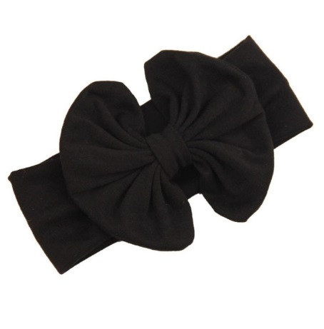 Широкая детская повязка чёрная - ширина резинки 5см, окружность 40-54см, цветок 12см Киев - изображение 1