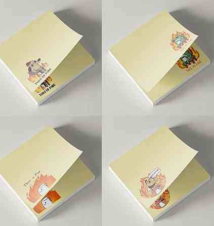 Набор липких заметок 4 шт по 50 листов This Is Fine клейкие стикеры Киев