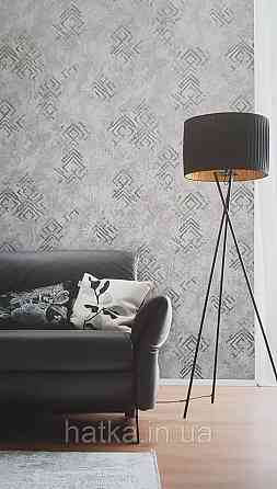 Шпалери вінілові на флізеліні Marburg Memoria 1.06х10 під старовину фігури на штукатурці чорно-сірі зі сріблом Київ