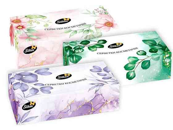 Салфетки косметические 150шт в коробке Natural микс 2слойы ТМ SILKEN Киев